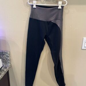 Black and Gray High-Waist Leggings with Compression Support